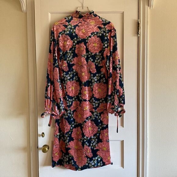 Zara Floral Velvet Kaftan Midi Dress Size Small - Picture 10 of 15